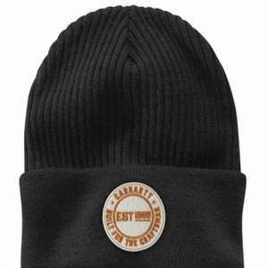 Men : Accessories : Hats & Gloves * | Carhartt' Knit Cuffed Craftsman Patch Beanie Black