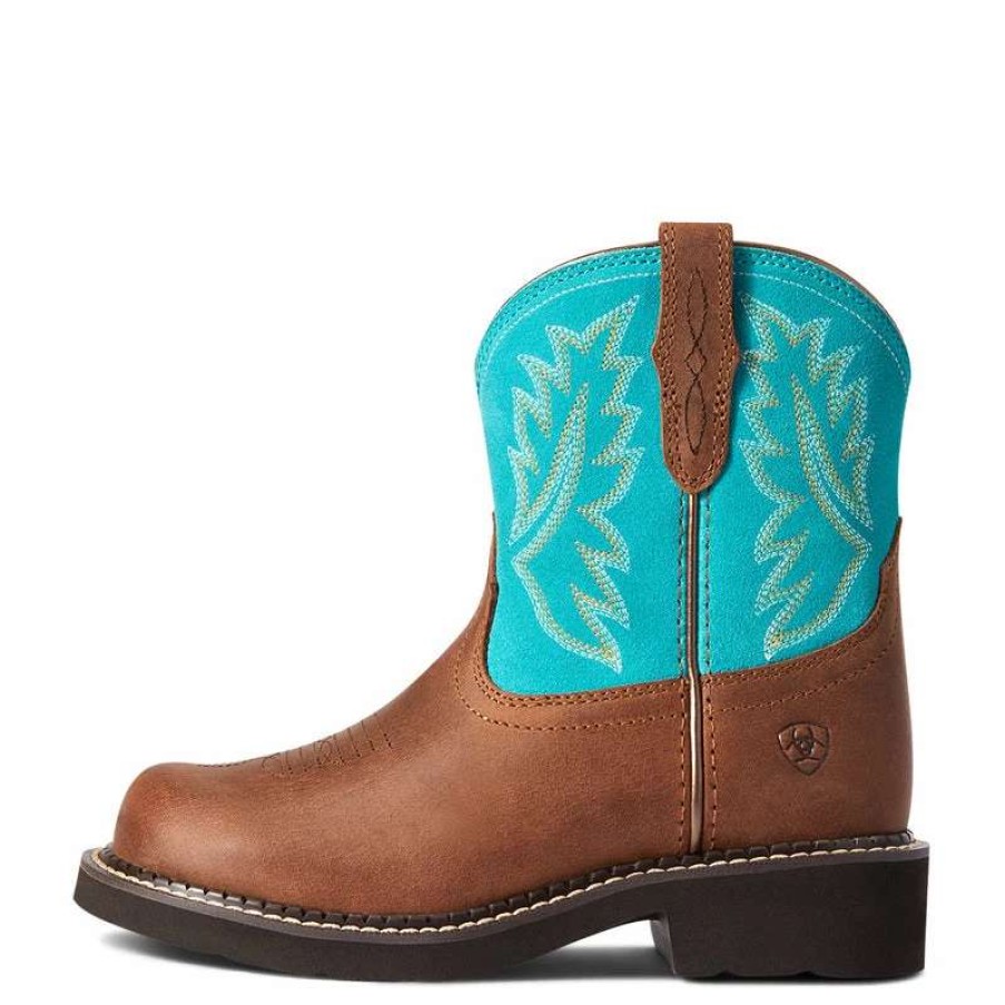 Kids : Girls : Shoes & Boots * | Ariat' Youth Fatbaby Heritage Round Toe Brown / Turquoise