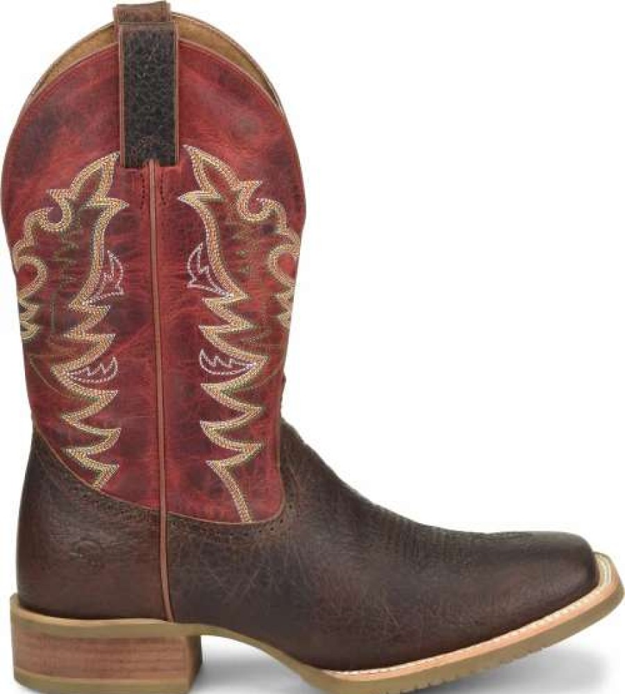 Men : Shoes & Boots : Casual & Dress * | Double H' Men'S 12 Clifton Western Square Toe Roper Buckskin / Red