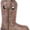 Kids : Girls : Shoes & Boots * | Smoky Mountain Boots 'Smoky Mountain' Children'S Canyon Western Square Toe Vintage Brown