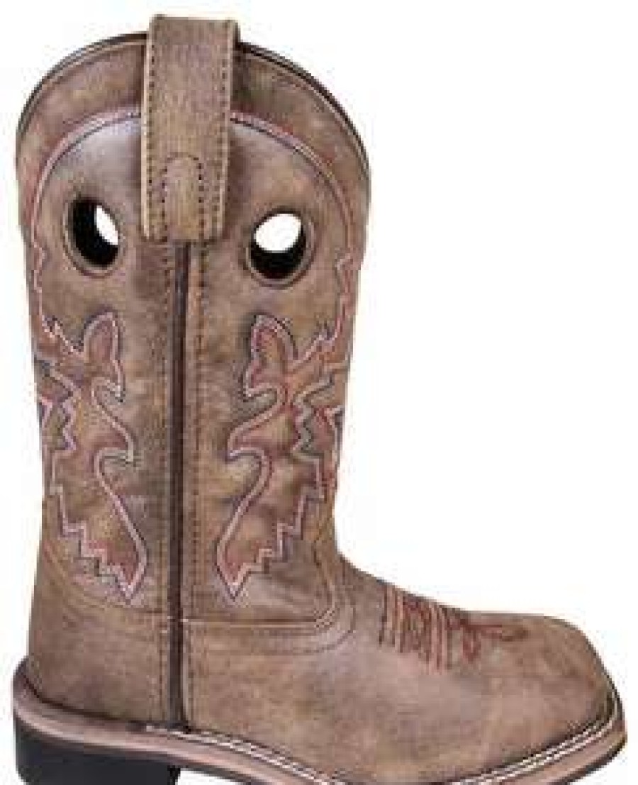 Kids : Girls : Shoes & Boots * | Smoky Mountain Boots 'Smoky Mountain' Children'S Canyon Western Square Toe Vintage Brown