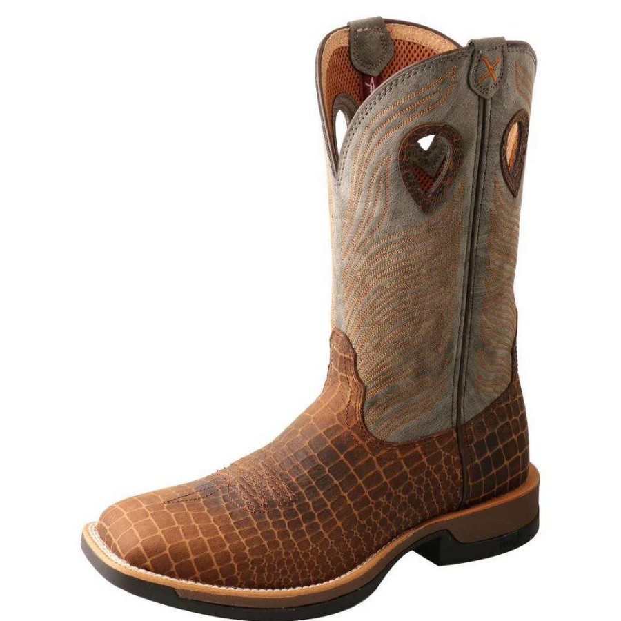 Men : Shoes & Boots : Casual & Dress * | Twisted X Boots 'Twisted X' Men'S 12 Tech-X Cellstretch Western Square Toe Brown / Grey