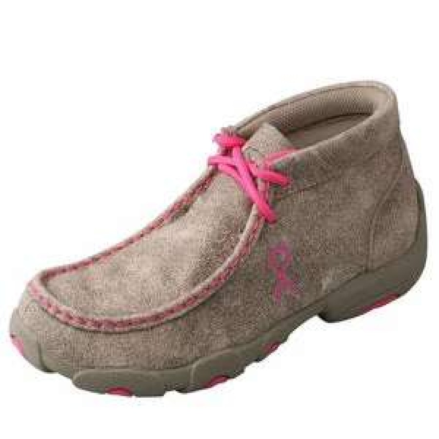 Kids : Girls : Shoes & Boots * | Twisted X Boots 'Twisted X' Kids' Chukka Driving Moc Dusty Tan / Neon Pink