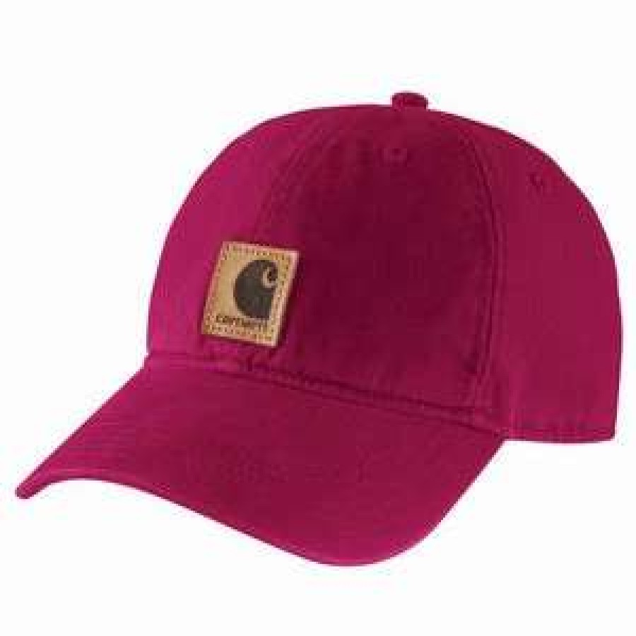 Men : Accessories : Hats & Gloves * | Carhartt' Men'S Adjustable Canvas Cap Beet Red