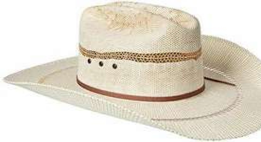 Men : Accessories : Hats & Gloves * | M&F Western Products, Inc 'Ariat' Western Bangora Straw Hat White