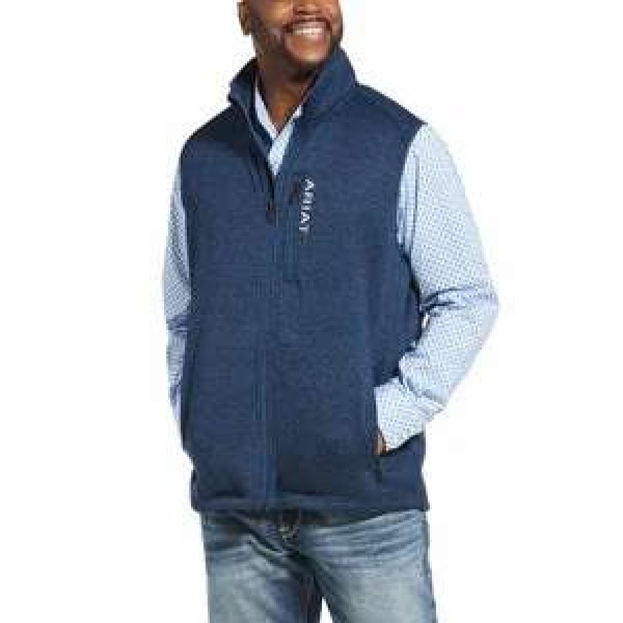 Men : Clothing : Outerwear * | Ariat' Men'S Caldwell Full Zip Vest Indigo Heather