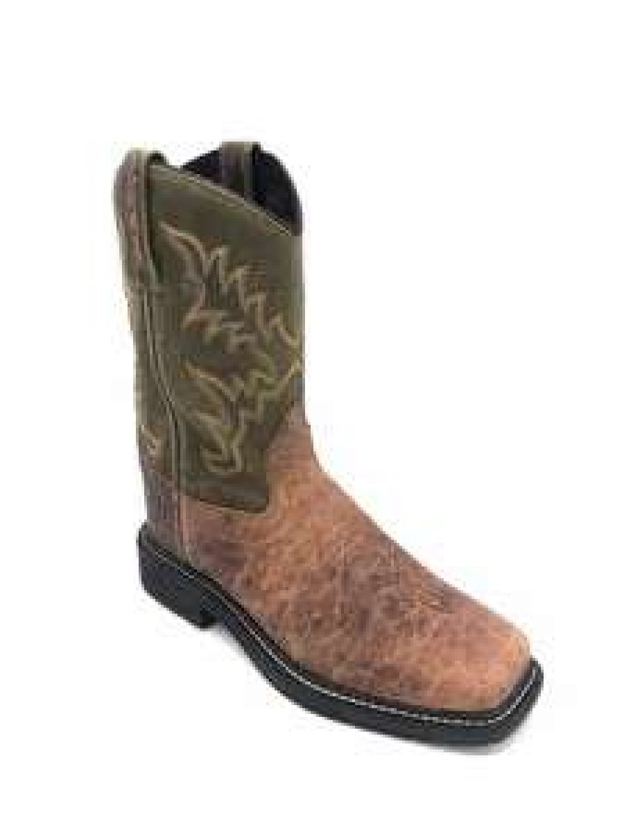 Kids : Girls : Shoes & Boots * | Old West' Children'S Western Broad Square Toe Brown / Green