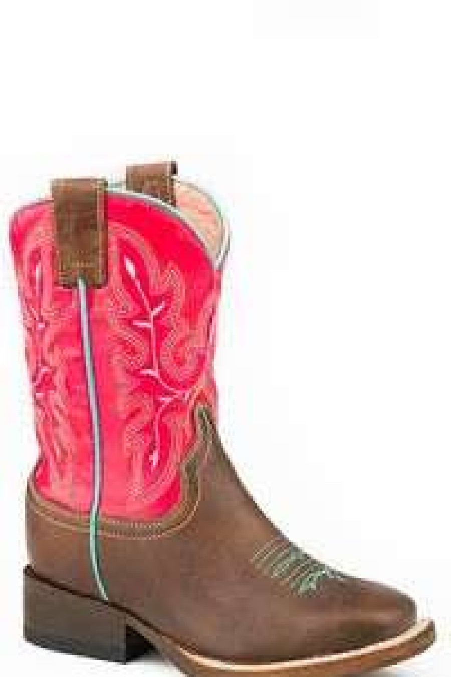 Kids : Girls : Shoes & Boots * | Roper' Big Kids Girls' Square Toe Brown / Pink