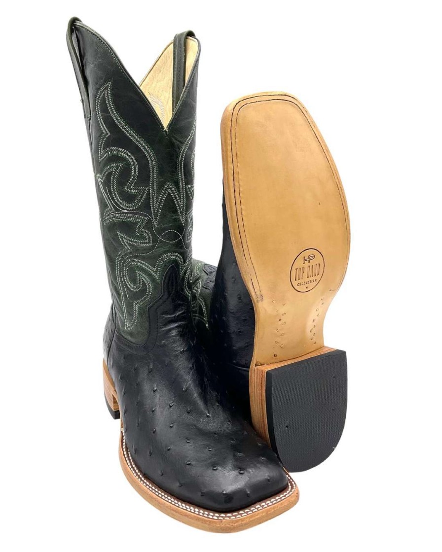 Men : Shoes & Boots : Casual & Dress * | Anderson Bean' Men'S 13 Horsepower Top Hand Full Quill Ostrich Black / Emerald Explosion