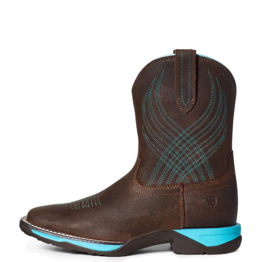 Kids : Girls : Shoes & Boots * | Ariat' Youth 8 Anthem Western Square Toe Brown Croco Print