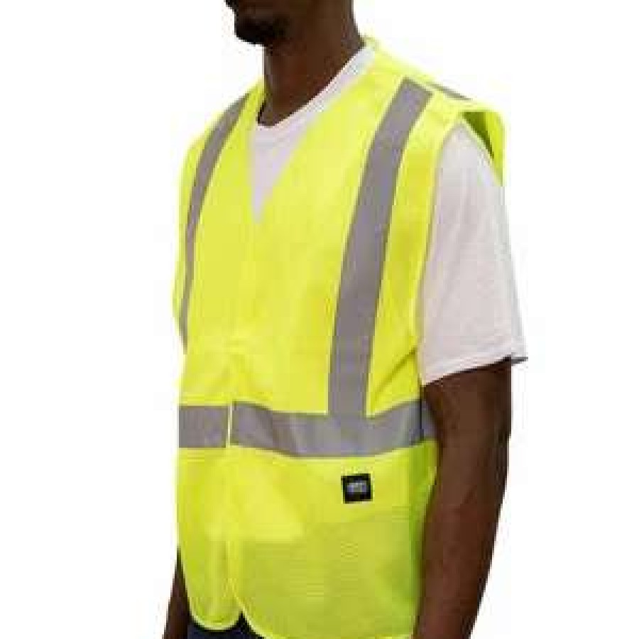 Men : Clothing : Outerwear * | Key' Men'S Break-A-Away Mesh Vest Hi-Vis Yellow