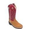 Kids : Girls : Shoes & Boots * | Old West' Children'S Ultra Flex Western Broad Square Toe Tan / Red