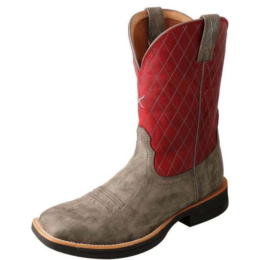 Men : Shoes & Boots : Casual & Dress * | Twisted X Boots 'Twisted X' Men'S 11 Tech-X Cellstretch Western Square Toe Grey / Red