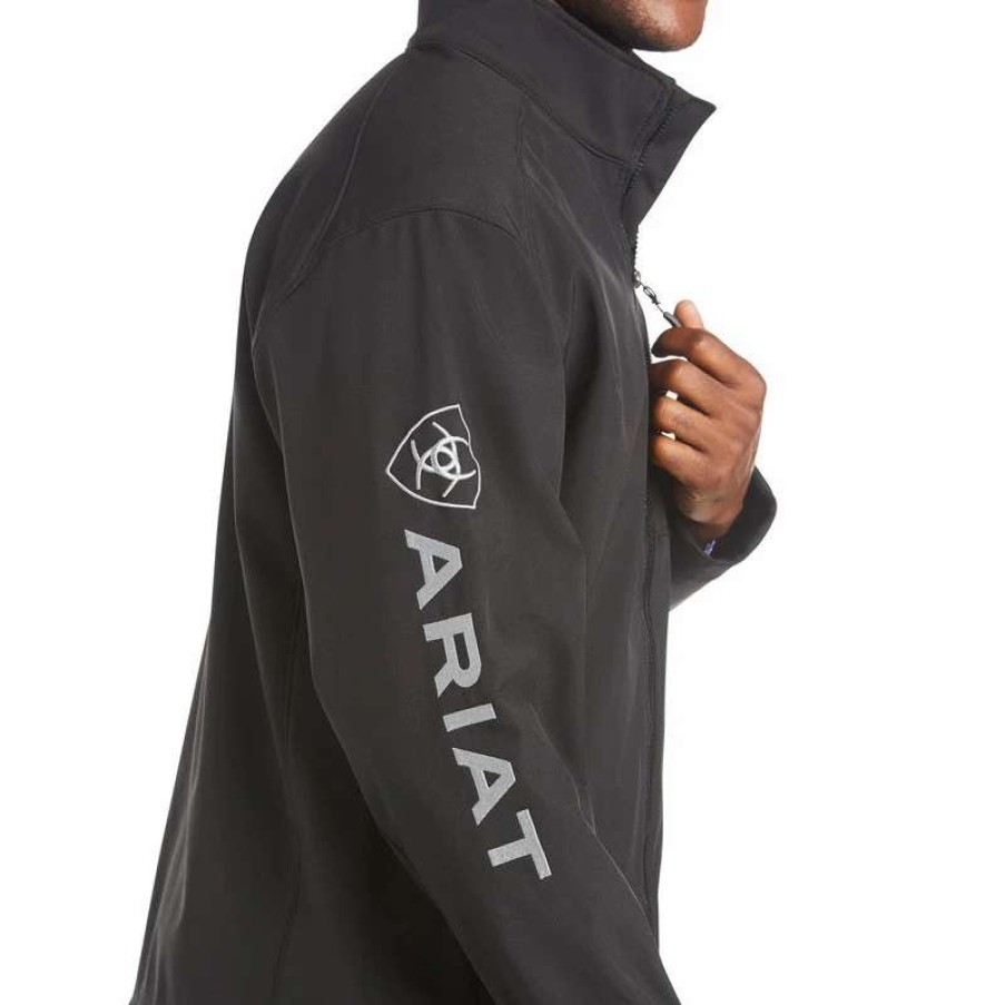 Men : Clothing : Outerwear * | Ariat' Men'S Logo 2.0 Softshell Jacket Black