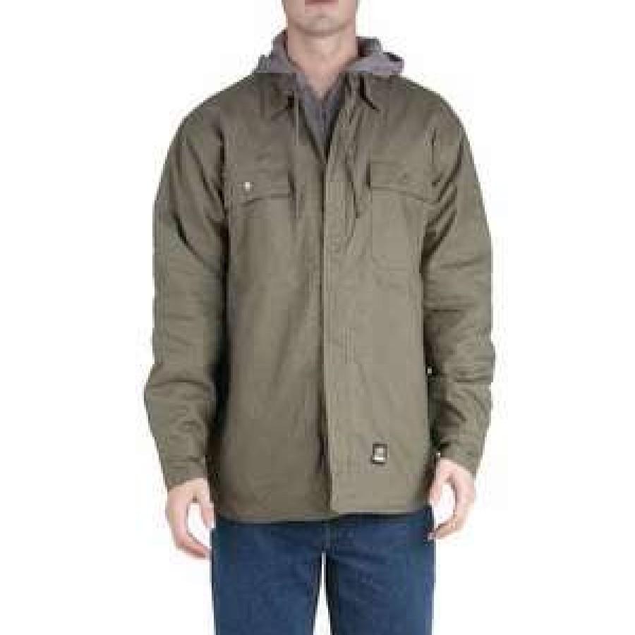 Men : Clothing : Outerwear * | Berne' Men'S Throttle Hooded Shirt Jacket Sage