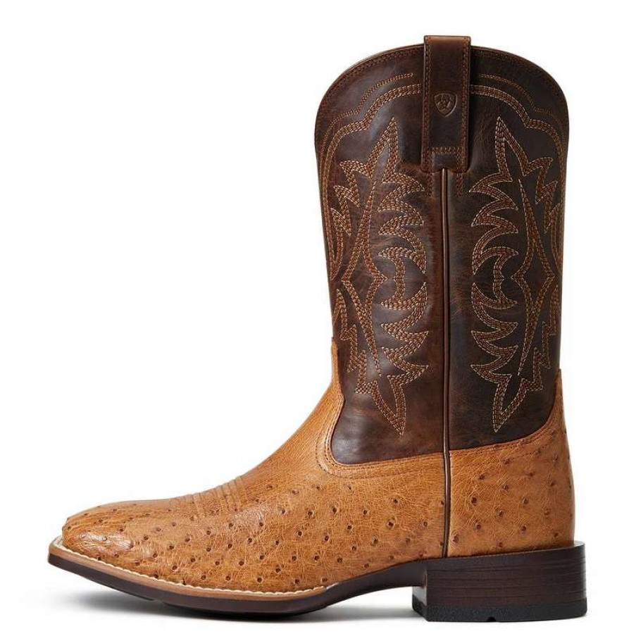 Men : Shoes & Boots : Casual & Dress * | Ariat' Men'S 11 Night Life Ultra Western Square Toe Ranger Smooth Quill Ostrich / Beam Brown