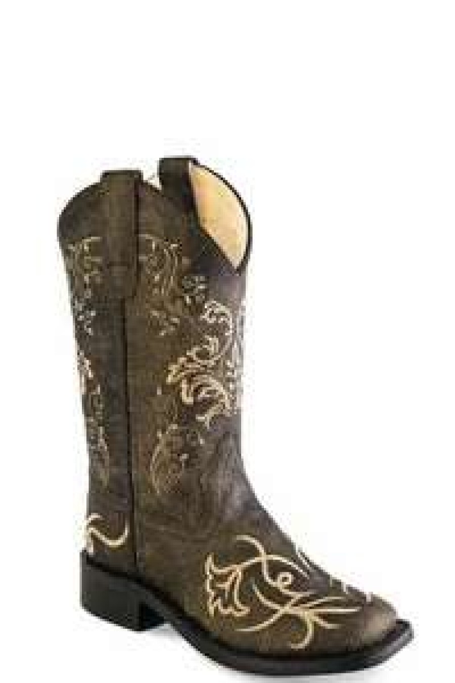 Kids : Girls : Shoes & Boots * | Old West' Child'S Western Corona Embroidered Square Toe Charcoal