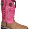 Kids : Girls : Shoes & Boots * | Smoky Mountain Boots 'Smoky Mountain' Children'S Tracie Western Square Toe Brown Distress / Pink Distress