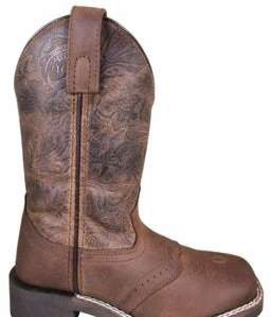 Kids : Girls : Shoes & Boots * | Smoky Mountain Boots 'Smoky Mountain' Youth Brandy Western Square Toe Brown Oil Distress / Brown