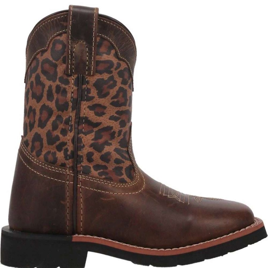 Kids : Girls : Shoes & Boots * | Dan Post Boot Co 'Dan Post' Youth 9 Makucha Leopard Western Square Toe Tan / Multi (Sizes 12C-3Y)