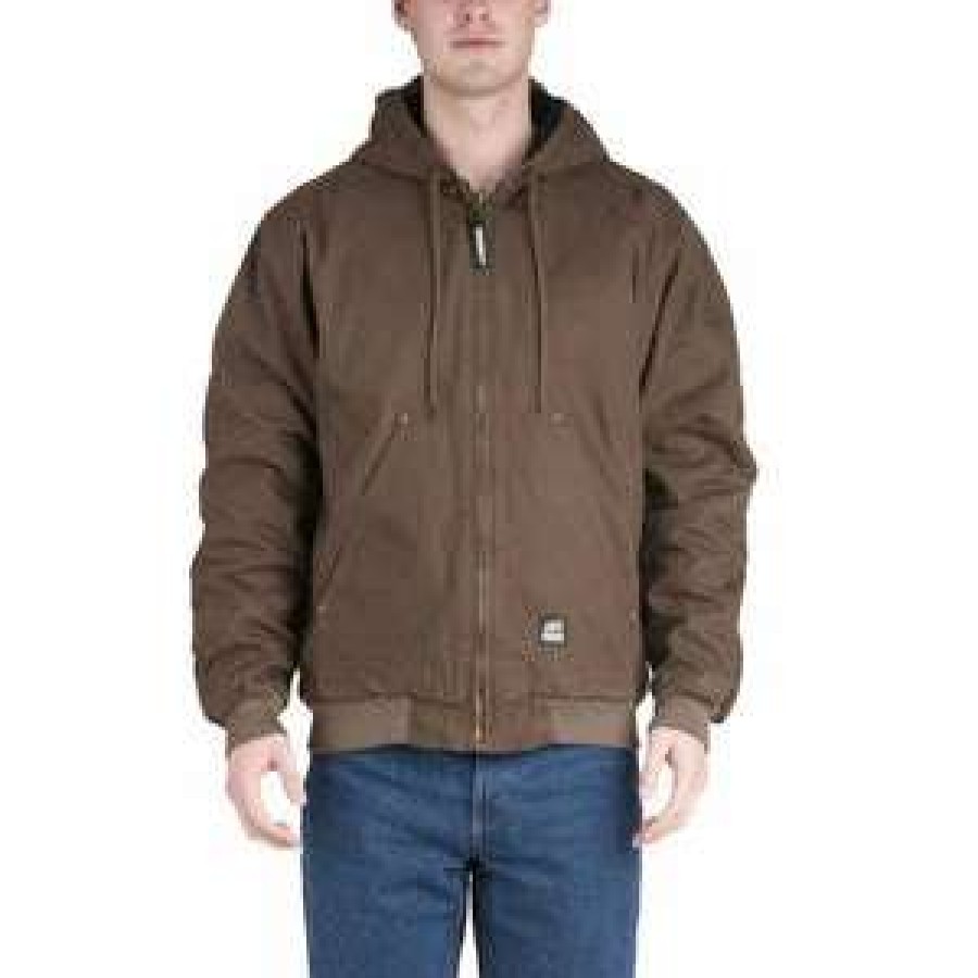 Men : Clothing : Outerwear * | Berne' Men'S Highland Washed Hooded Jacket Bark