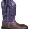 Kids : Girls : Shoes & Boots * | Smoky Mountain Boots 'Smoky Mountain' Children'S 8.5 Tucson Western Square Toe Brown Oil Distressed / Dark Purple