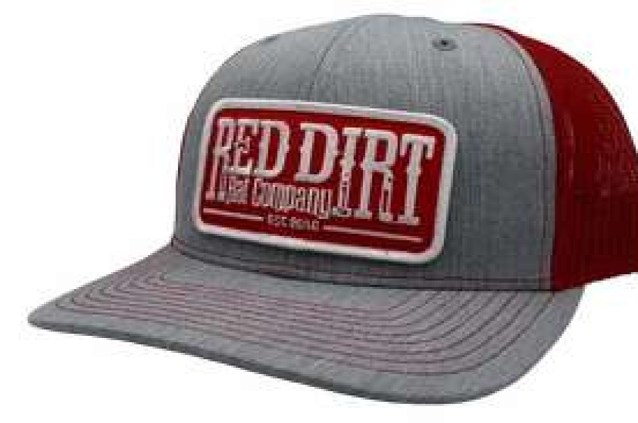 Men : Accessories : Hats & Gloves * | Red Dirt Hat Company 'Red Dirt Hat' Tag Patch Hat Heather Grey / Red