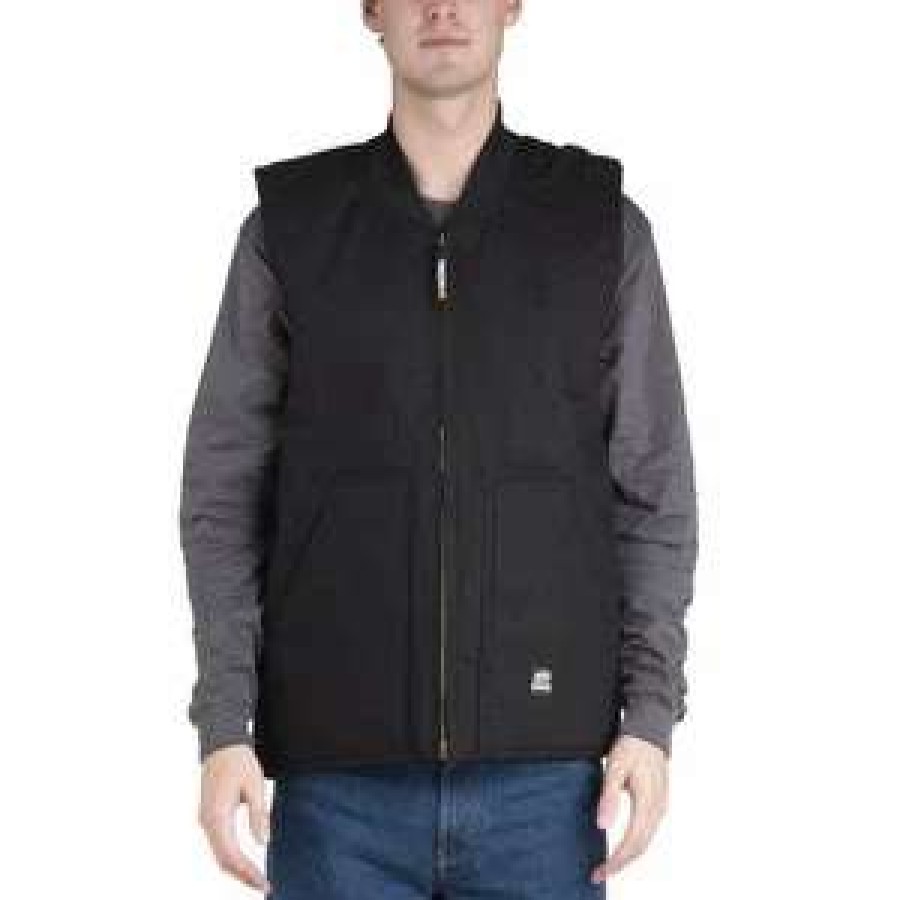 Men : Clothing : Outerwear * | Berne' Men'S Duck Workman'S Vest Black