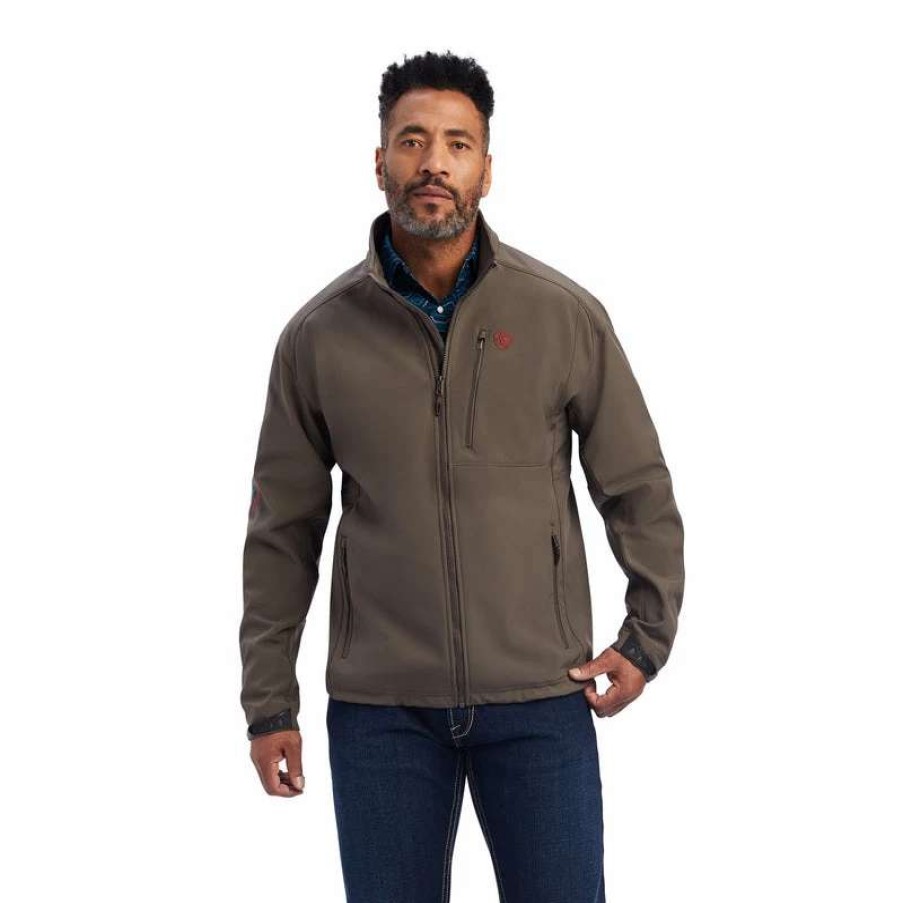 Men : Clothing : Outerwear * | Ariat' Men'S Logo 2.0 Softshell Jacket Banyan Bark