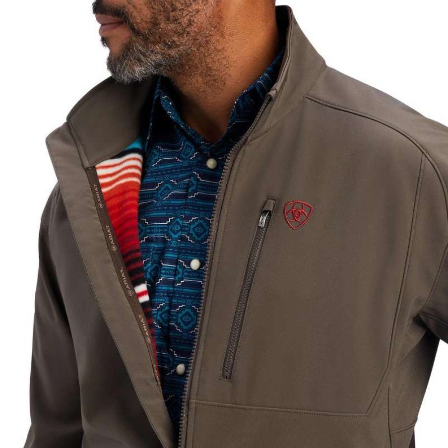 Men : Clothing : Outerwear * | Ariat' Men'S Logo 2.0 Softshell Jacket Banyan Bark