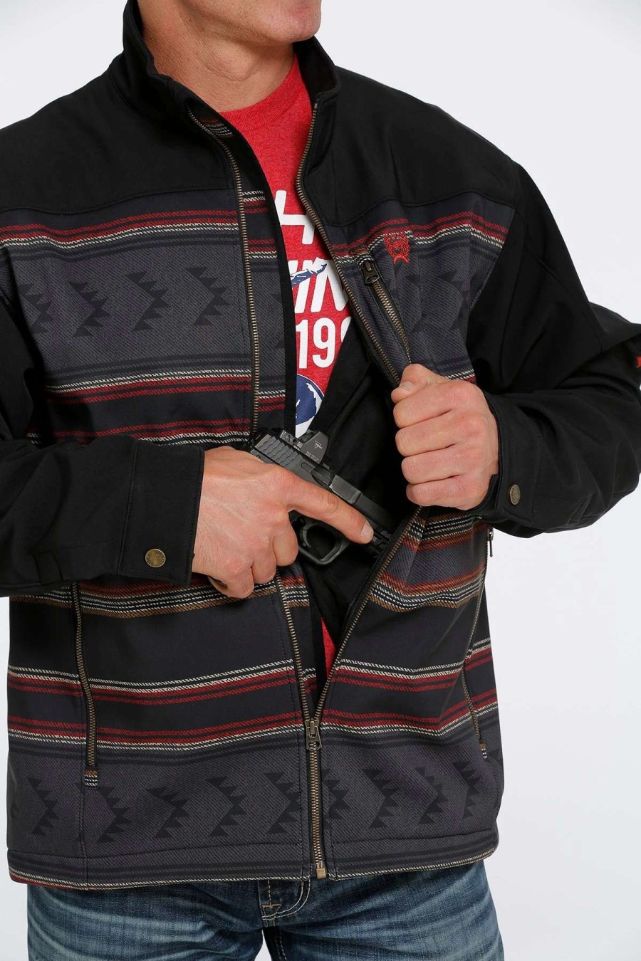 Men : Clothing : Outerwear * | Cinch' Men'S Concealed Carry Bonded Jacket Black