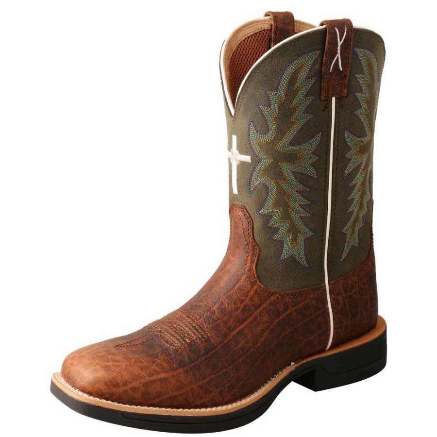 Men : Shoes & Boots : Casual & Dress * | Twisted X Boots 'Twisted X' Men'S 11 Tech-X Cellstretch Western Square Toe Brown / Green