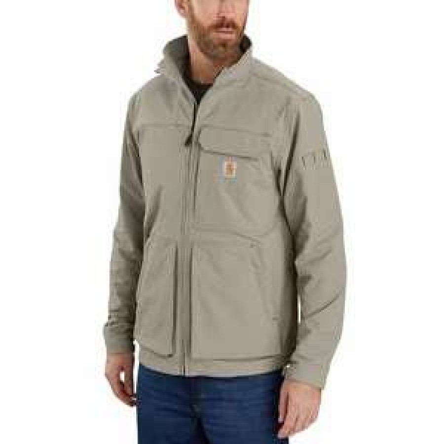 Men : Clothing : Outerwear * | Carhartt' Men'S Super Dux Relaxed Fit Lightweight Mock Neck Jacket-Level 1 Warm Rating Greige