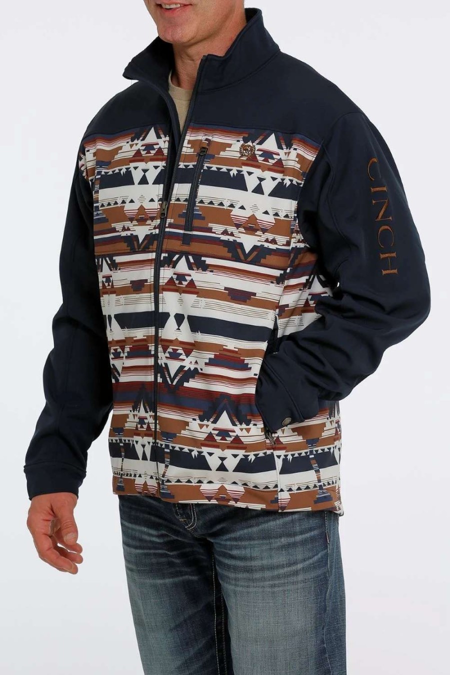 Men : Clothing : Outerwear * | Cinch' Men'S Bonded Jacket Navy Aztec