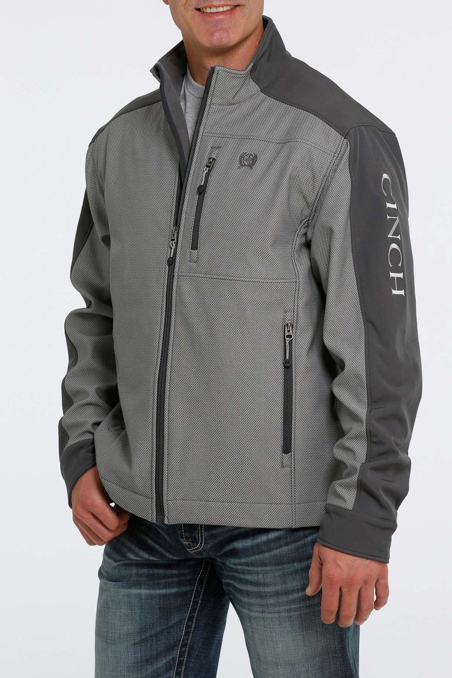 Men : Clothing : Outerwear * | Cinch' Men'S Concealed Carry Textured Bonded Jacket Grey (Ext. Sizes)