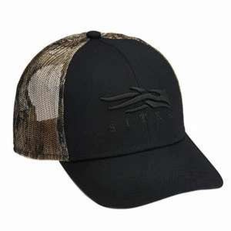 Men : Accessories : Hats & Gloves * | Sitka Wear And Equipment 'Sitka' Men'S Icon Mid Profile Trucker Cap Black / Marsh