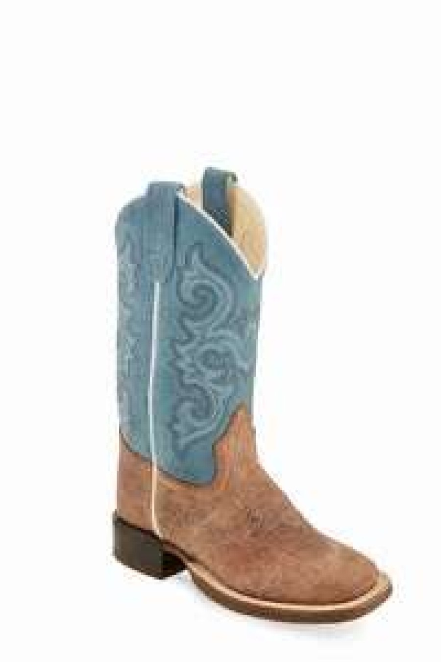 Kids : Girls : Shoes & Boots * | Old West' Children'S Western Square Toe Brown / Sky Blue