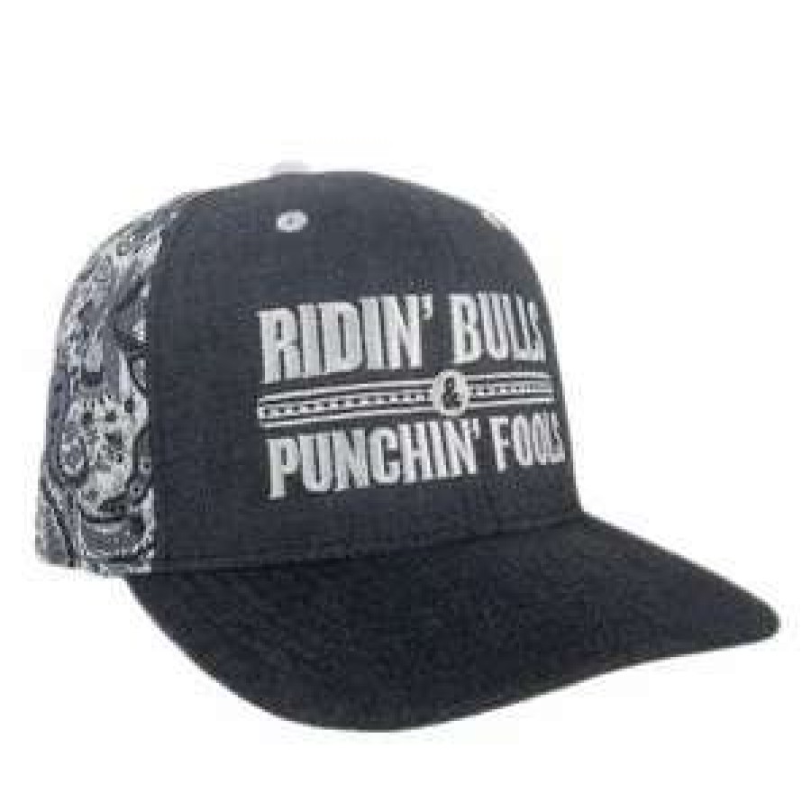 Men : Accessories : Hats & Gloves * | Dale Brisby' Men'S Ridin Bulls & Punchin' Fools Cap Grey