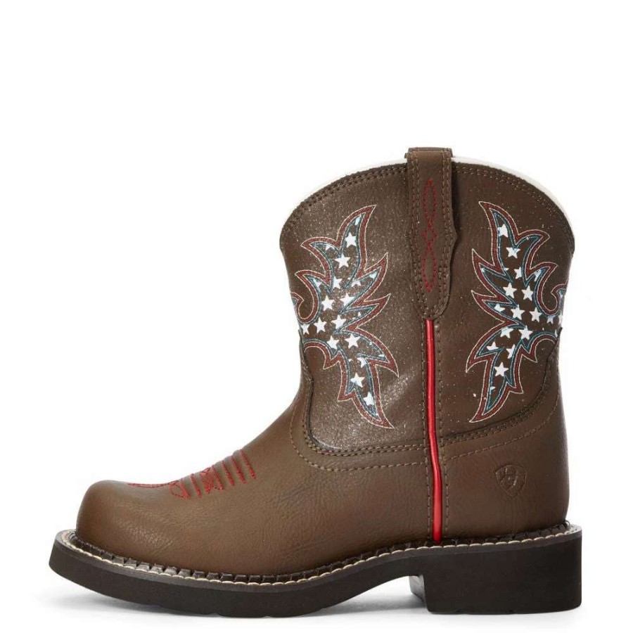 Kids : Girls : Shoes & Boots * | Ariat' Youth 6 Cowpoke Fatbaby Western Dark Brown