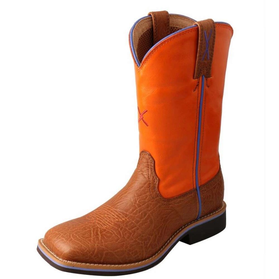 Kids : Girls : Shoes & Boots * | Twisted X Boots 'Twisted X' Youth 9 Western Square Toe Tan / Orange