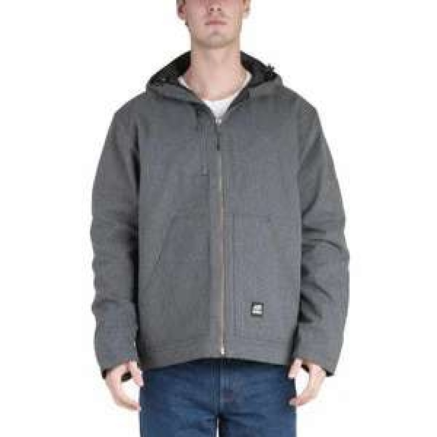 Men : Clothing : Outerwear * | Berne' Men'S Heathered Modern Hooded Jacket Titanium