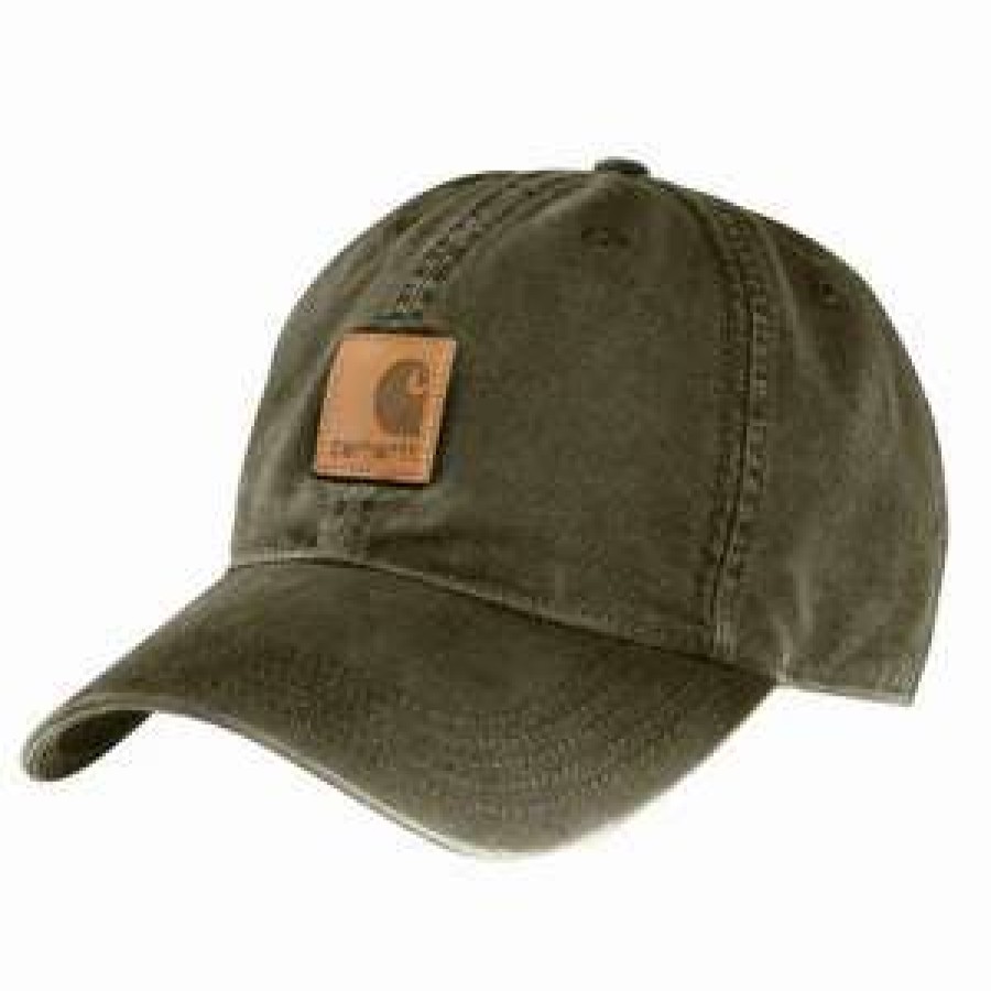 Men : Accessories : Hats & Gloves * | Carhartt' Men'S Adjustable Canvas Cap Army Green