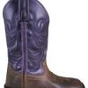 Kids : Girls : Shoes & Boots * | Smoky Mountain Boots 'Smoky Mountain' Youth 8.5 Tucson Western Square Toe Brown Oil Distressed / Dark Purple