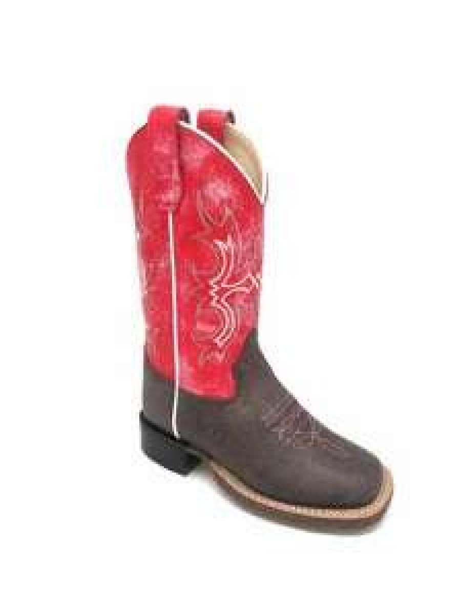 Kids : Girls : Shoes & Boots * | Old West' Children'S Western Broad Square Toe Brown / Red