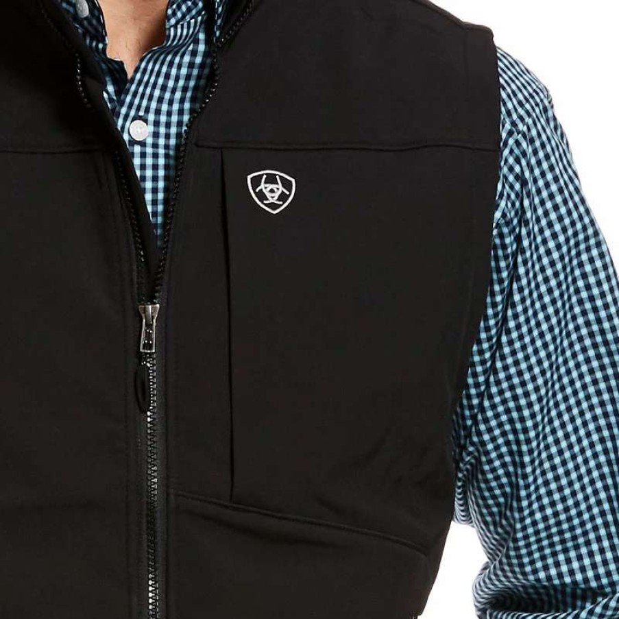 Men : Clothing : Outerwear * | Ariat' Men'S Logo 2.0 Softshell Vest Black