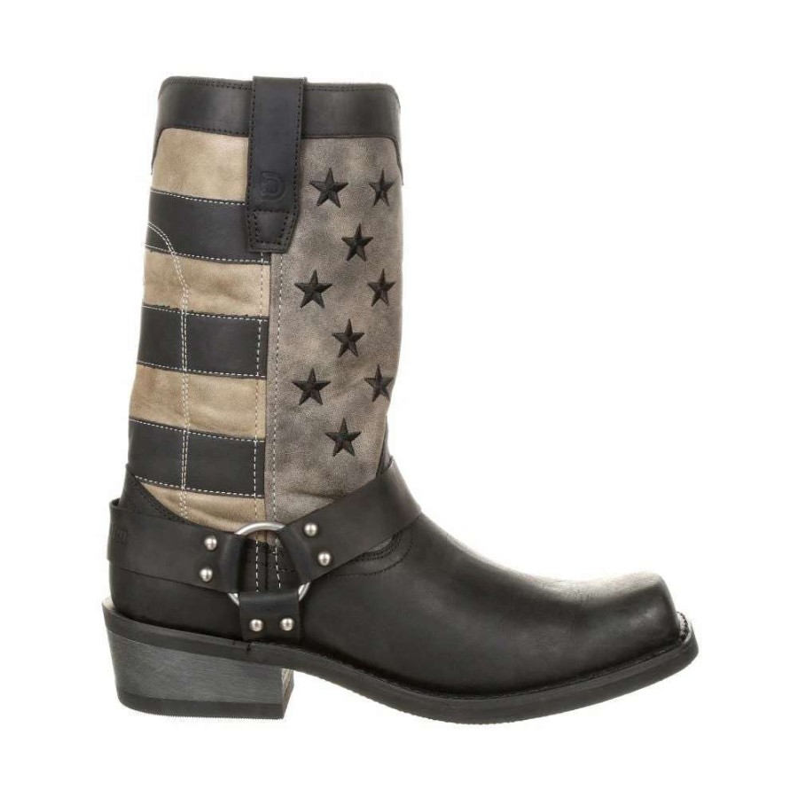 Men : Shoes & Boots : Casual & Dress * | Durango" Men'S 12 Faded Flag Harness Square Toe Black Faded Flag