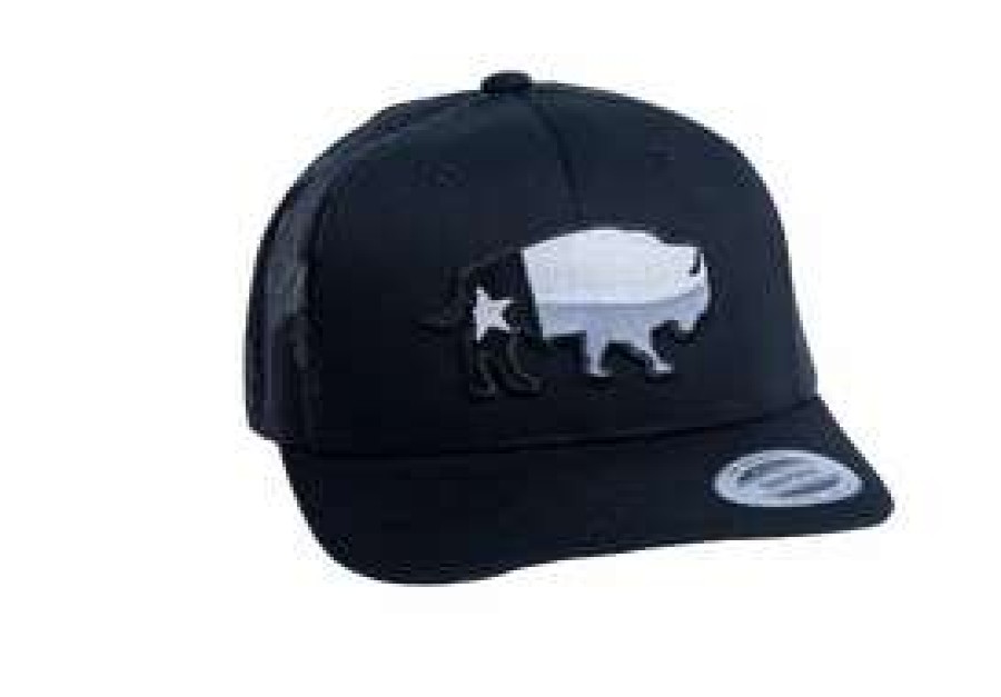 Men : Accessories : Hats & Gloves * | Red Dirt Hat Company' Men'S Texas Buffalo Greyscale Cap Black