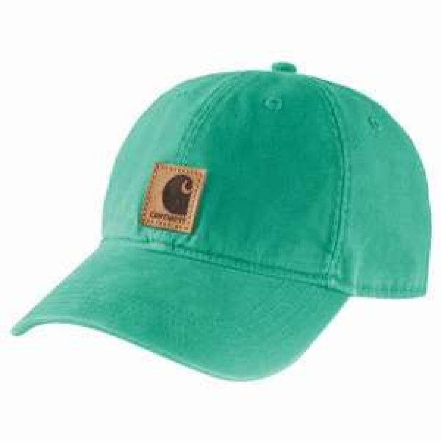 Men : Accessories : Hats & Gloves * | Carhartt' Men'S Adjustable Canvas Cap Sea Green