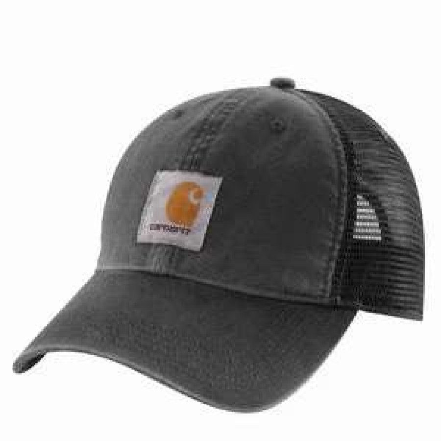 Men : Accessories : Hats & Gloves * | Carhartt' Men'S Adjustable Canvas Mesh-Back Cap Black